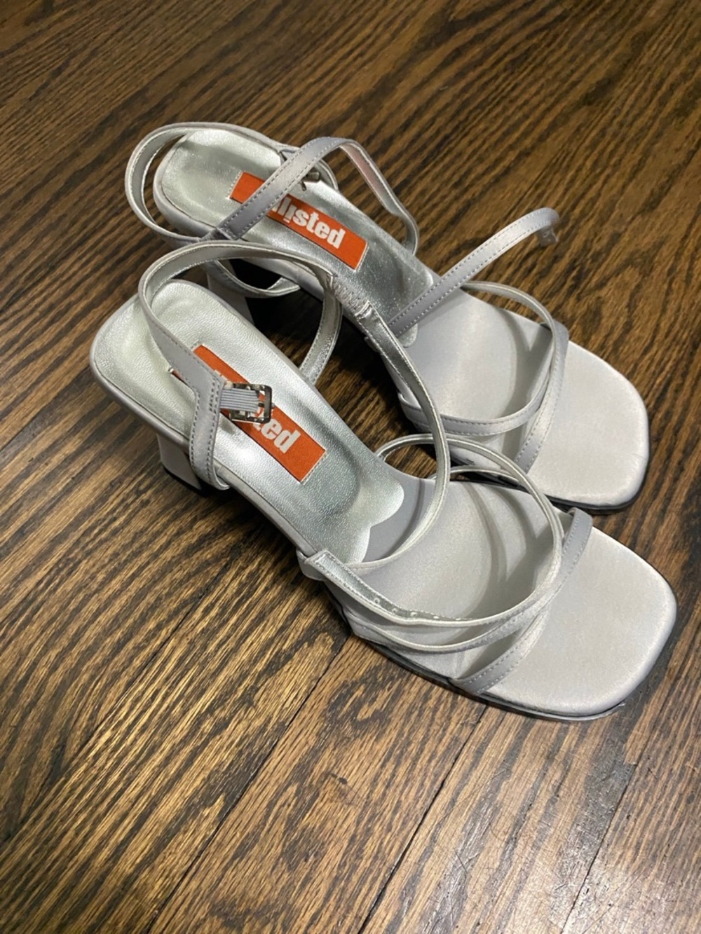 Unlisted Silver Strappy Block Heel Sandals